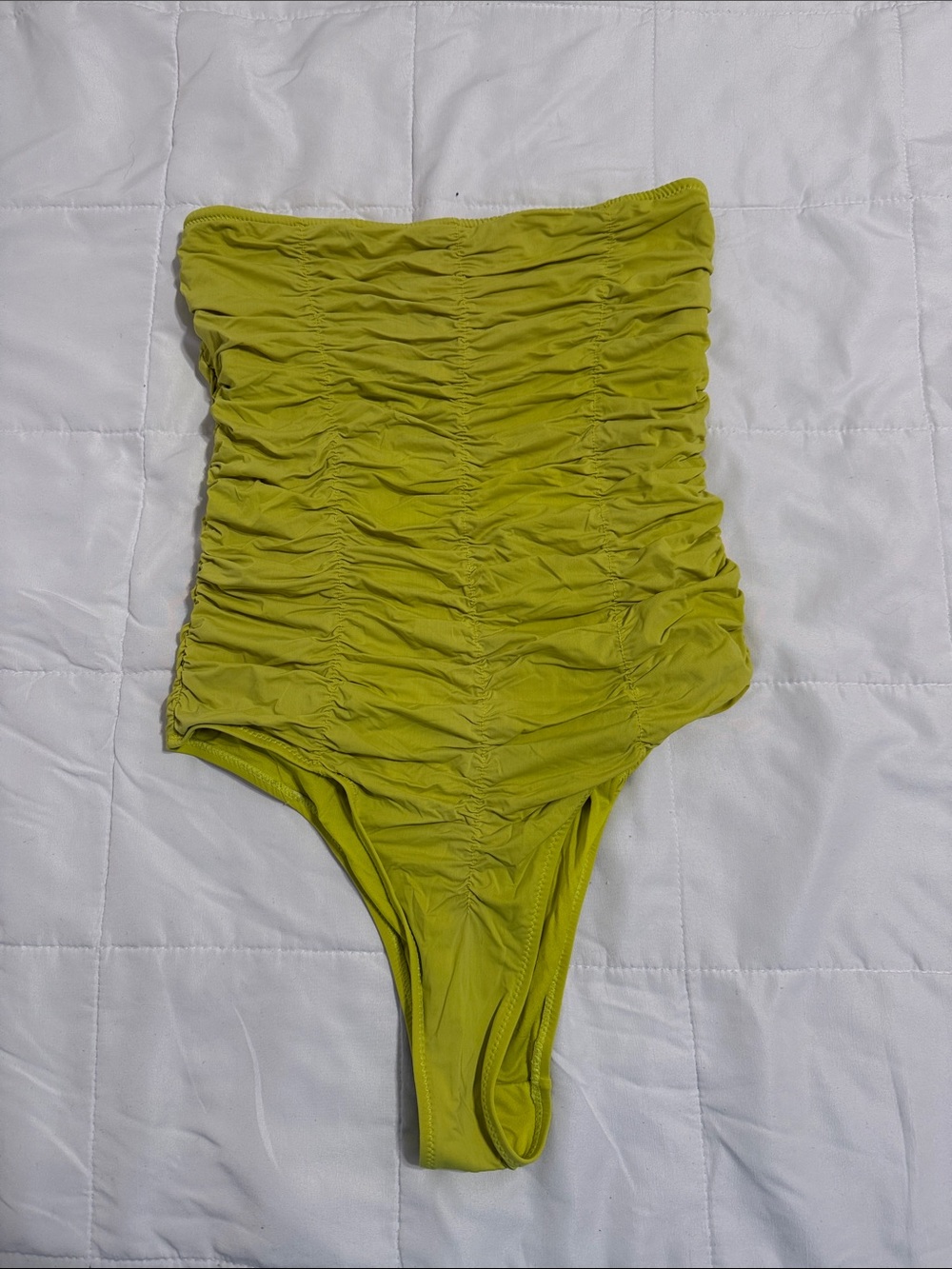 Ruched One-Piece Swimsuit in Chartreuse